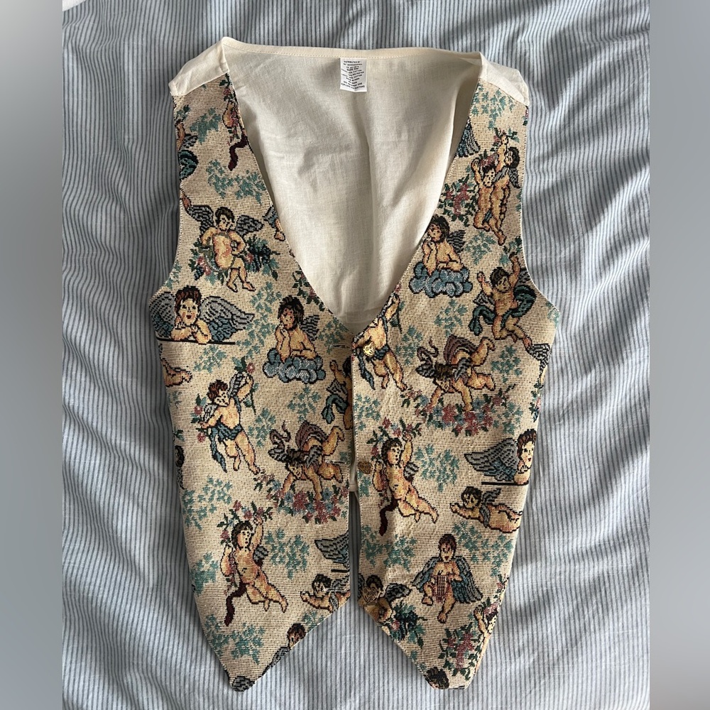 Vintage Cherub Patterned Vest S/M